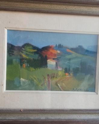 Dipinto a olio su tela - Paesaggio collinare