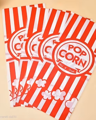 50 Sacchetti x Popcorn Usa e Getta in Plastica 