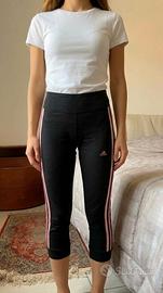 Leggins Adidas neri con strisce rosa sfumate