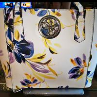 Borsa Guess Bianca Con Fiori Blue E Viola