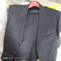 abito cerimonia blu scuro gessato nuovo