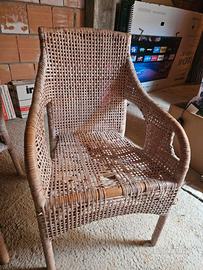 Coppia di poltrone in vimini/rattan