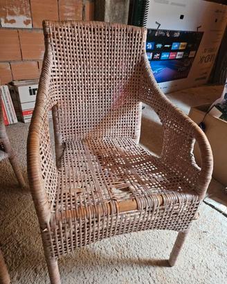 Coppia di poltrone in vimini/rattan