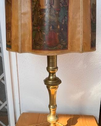 Lampada da tavolo vintage ottone e cartapecora