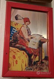 Specchio Vintage " anni '20 " cornice rossa