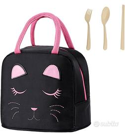 mini borsa frigo, porta pranzo, stile gatto 