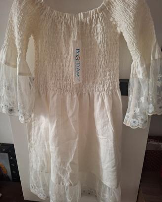 abito nuovo bianco Positano taglia 40 puro lino
