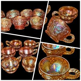 8 tazze da punch /tè 1910-1925 carnival glass