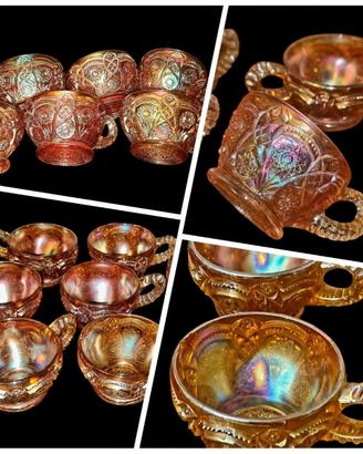 8 tazze da punch /tè 1910-1925 carnival glass