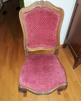 4 sedie con schienale e sedile in velluto