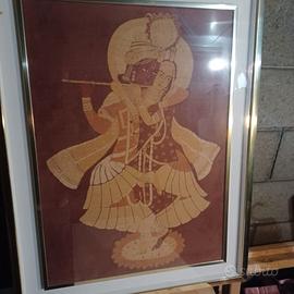 QUADRO INDU RADHA E KRISHNA CON CORNICE A VETRO