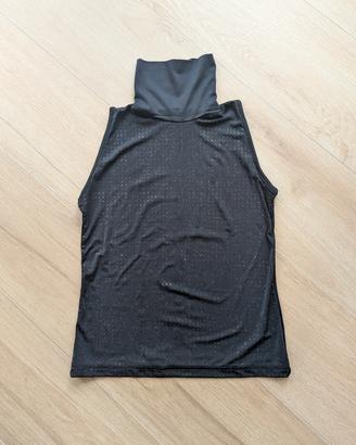 Sottogiacca nero glitterato a lupetto 