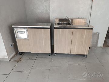 Mobiletti lavandino inox e cassetto raccolta tuffo