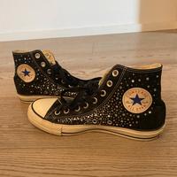 Converse All Star nere alte con strass
