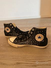 Converse All Star nere alte con strass