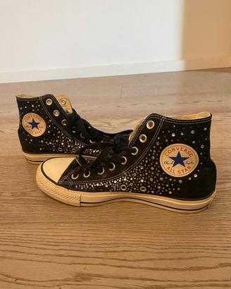 Converse All Star nere alte con strass