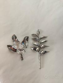 rametto pungitopo in argento e fiore in cristaarge