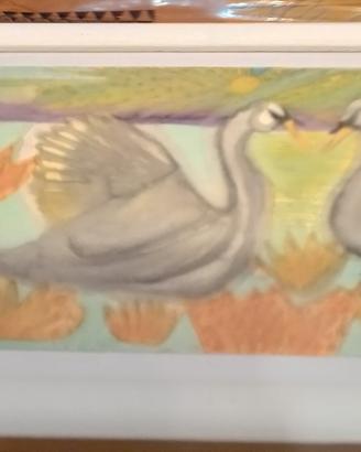 Cigni nello stagno tra ninfee