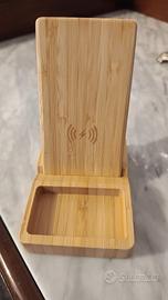 Caricabatterie wireless legno smartphone 