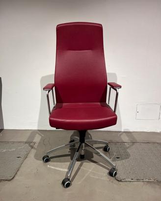 Sedia ufficio in pelle bordeaux