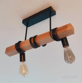 lampadario rustico/moderno con tronco in quercia 