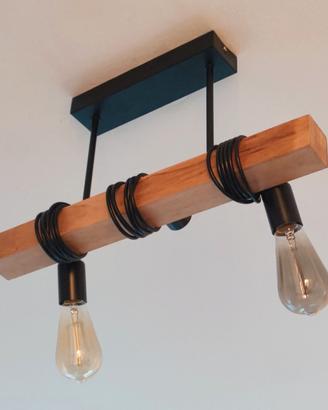 lampadario rustico/moderno con tronco in quercia 