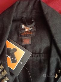 gilet borchiato in jeans nero 