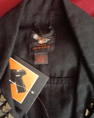 gilet borchiato in jeans nero 