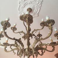 Lampadario vintage bronzo e ottone