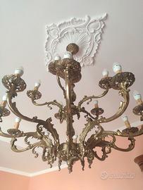 Lampadario vintage bronzo e ottone