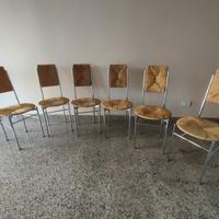 Sedie cromate con seduta in paglia