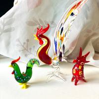 Set 3 galletti in vetro artistico stile Murano