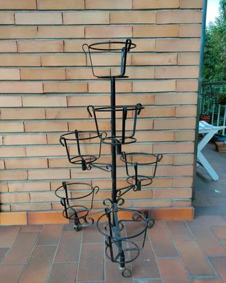 Portavasi a Spirale in Ferro Battuto Vintage
