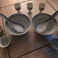 Set di ciotole e cucchiai cinesi "chicco di riso"