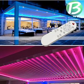 Pergole bioclimatiche 12x4m motorizzate LED rgb