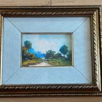 Dipinto ad olio paesaggio di montagna