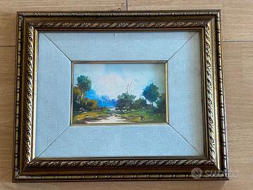 Dipinto ad olio paesaggio di montagna