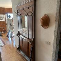 Appendiabiti da ingresso legno massello, specchio