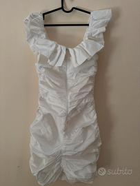Abito Zara bianco arricciato con volant donna