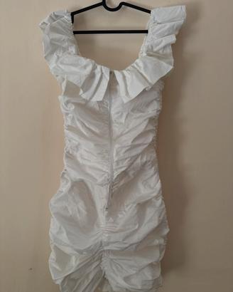 Abito Zara bianco arricciato con volant donna