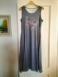 vestito smanicato grigio in maglina.Taglua S
