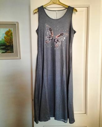 vestito smanicato grigio in maglina.Taglua S