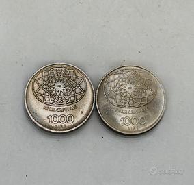 1000 lire argento Concordia 2 pezzi 