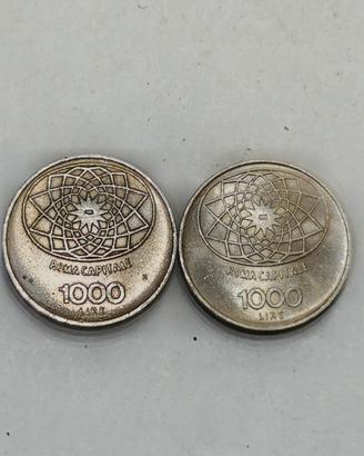 1000 lire argento Concordia 2 pezzi 