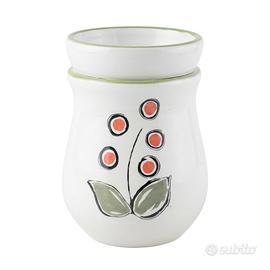 Iliana Bruciaessenze in Ceramica Bianca Fiori Ross