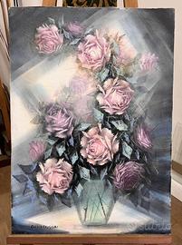 Quadro olio su tela “rose” Fulvio Caligiuri 50×70