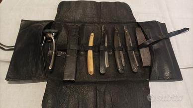 SET BARBIERE VINTAGE CUSTODIA IN PELLE ANNI 50/60