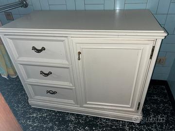 Mobile bianco a 1 anta e 3 cassetti