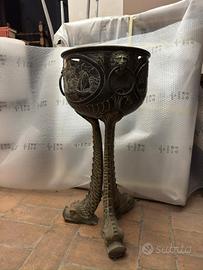 Braciere Porta-vaso Antico in Ottone - Stile Oland
