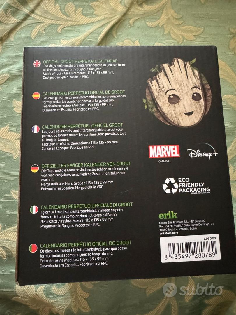 Calendario Perpetuo Groot 3D Da Tavolo - Baby Groot Marvel, 12x10x13.5cm, Licenza Ufficiale